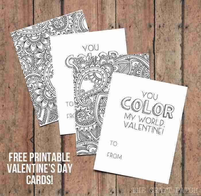 Printable cards adult coloring last minute Valentines.