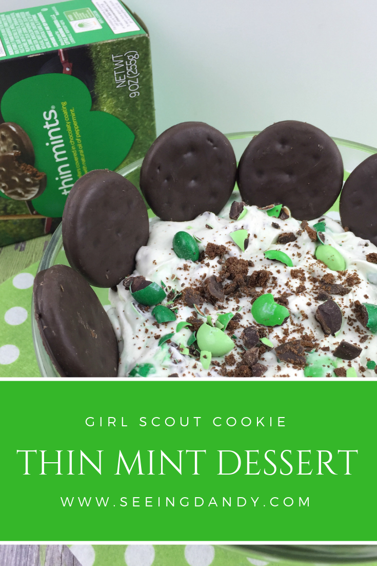 Girl Scout Cookie Thin Mint dessert recipe. Girl Scout cookies box.
