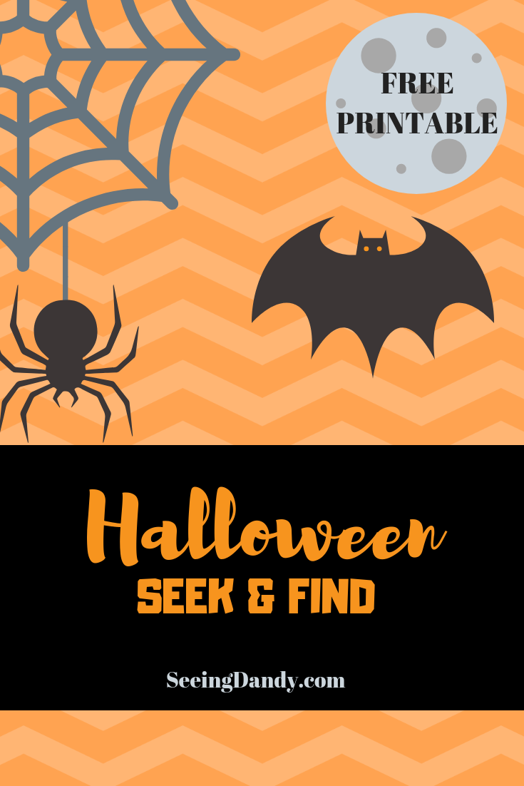 Halloween seek and find with bats and spiders.