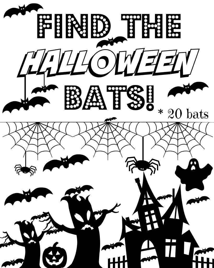 Free printable Halloween seek and find for school Halloween party.