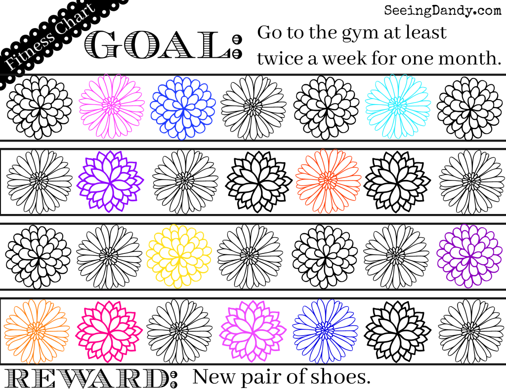 Track workouts and exercise with this fitness reward chart coloring page.