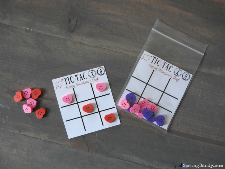 Easy to make Valentine's with the free printable tic tac xo cards.