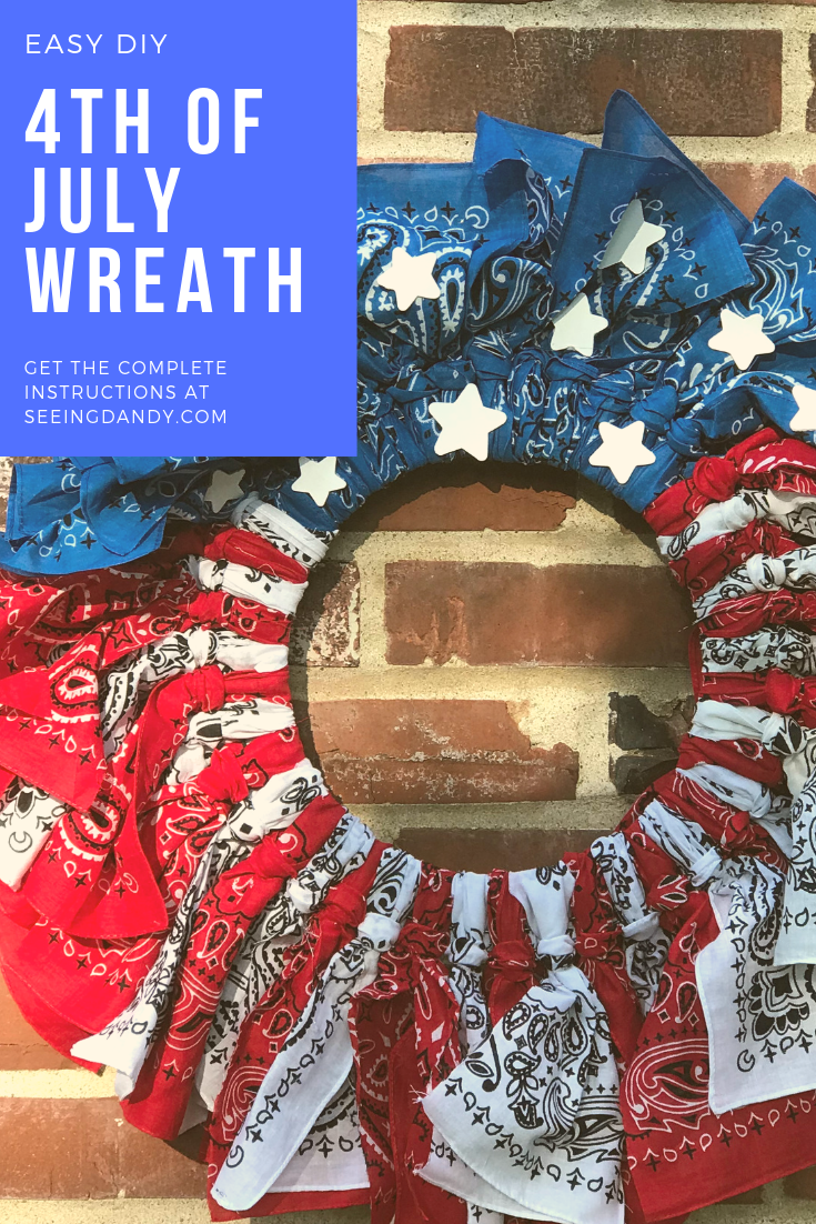 Easy DIY bandana wreath for the fourth of July.