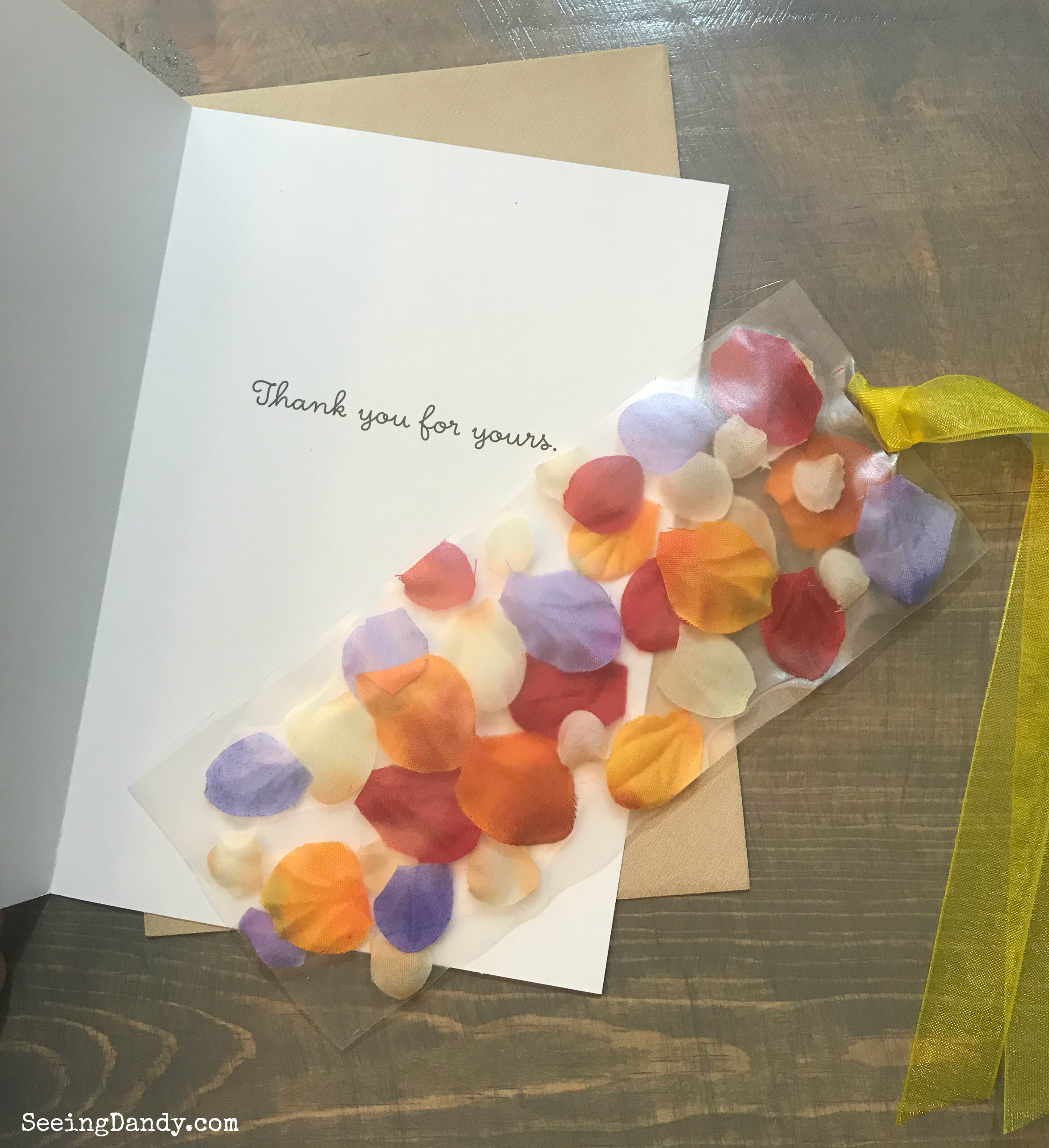 Thank you card with DIY bookmark.