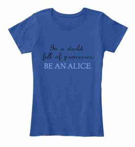 Alice in Wonderland shirts in blue with princesses.
