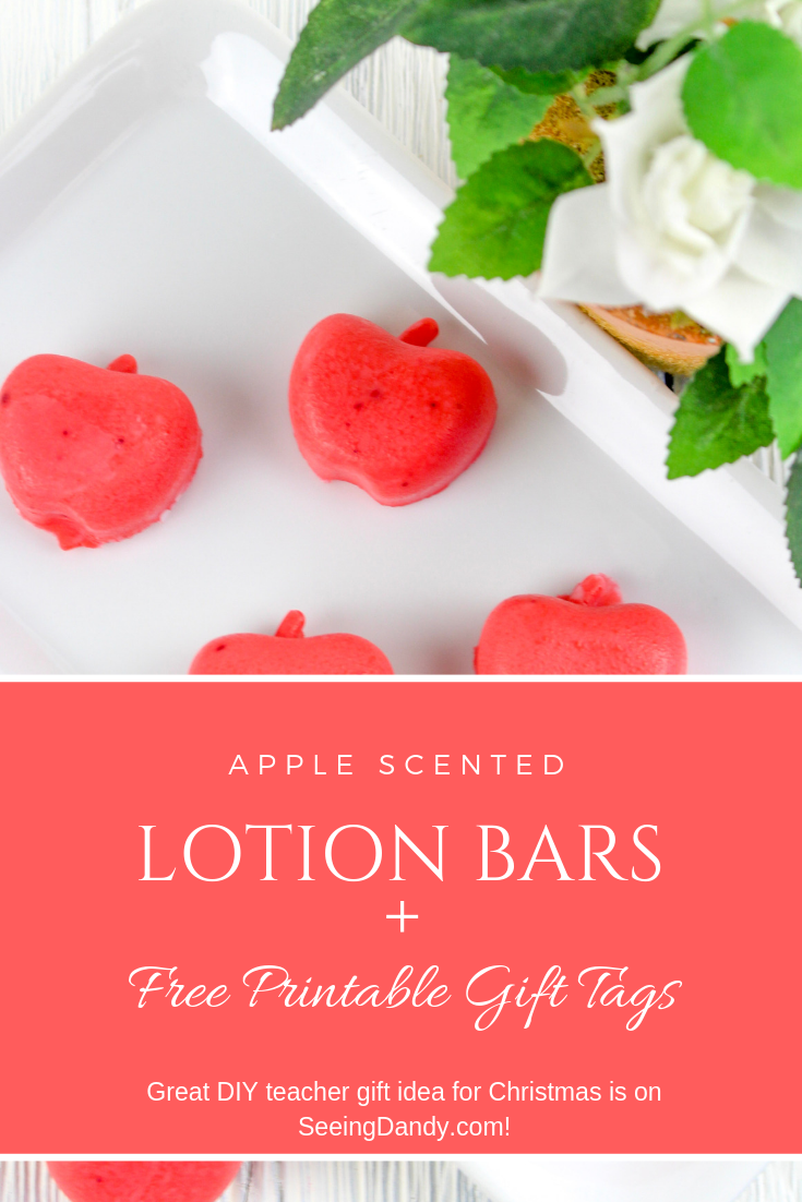 Apple scent lotion bars teacher Christmas gift with free printable gift tags.