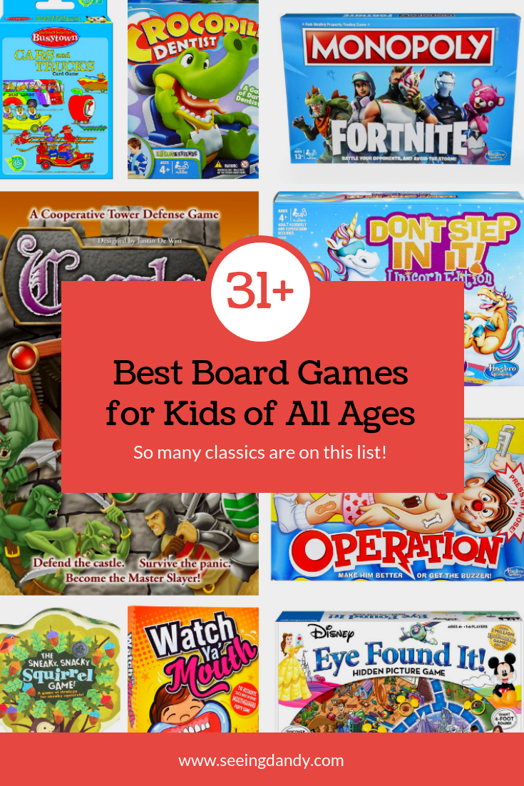 All the best board games for kids of all ages. Operation, Monopoly, Eye Found It.