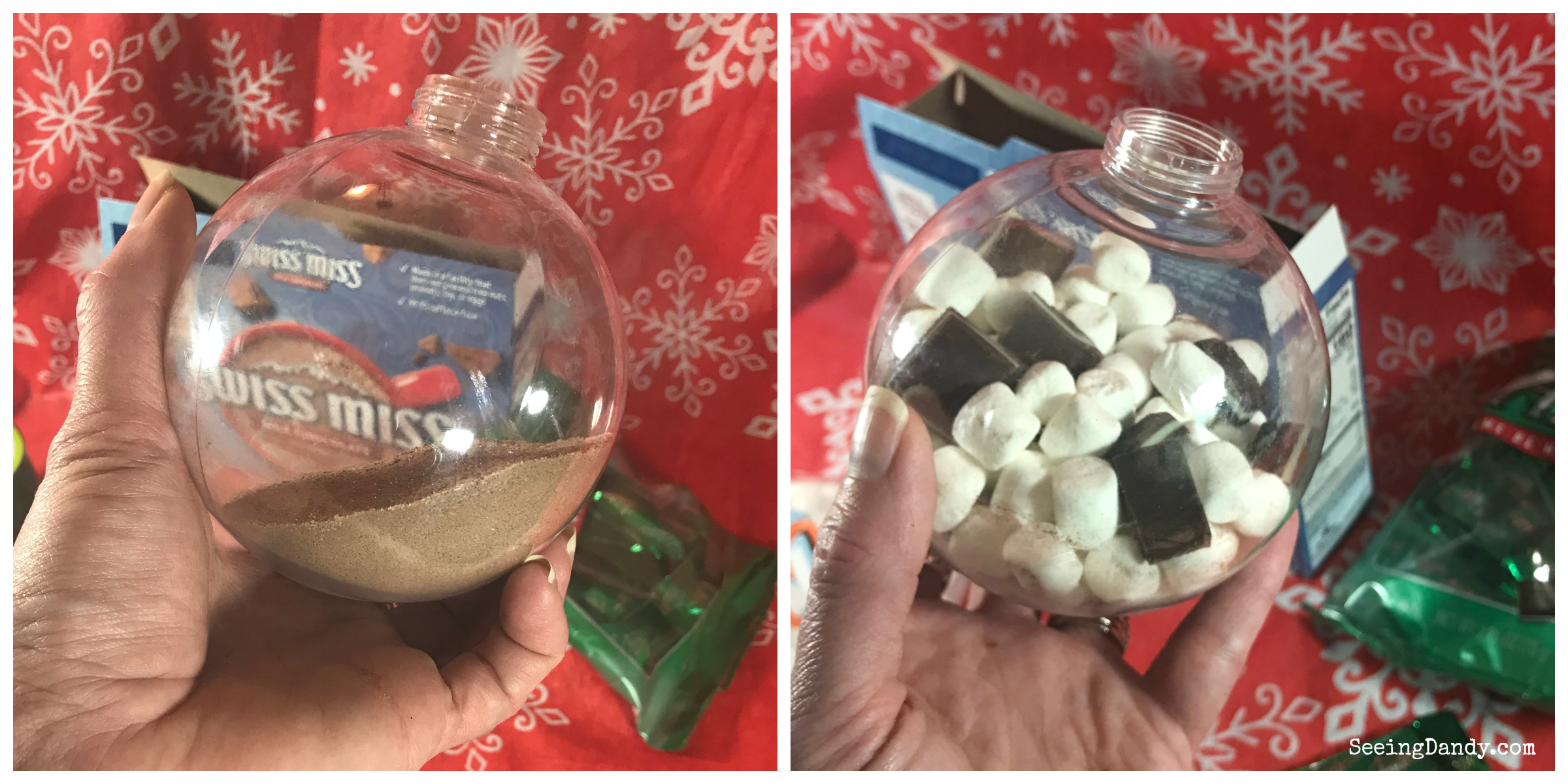 Easy to make Hot Cocoa Mix Ornaments.