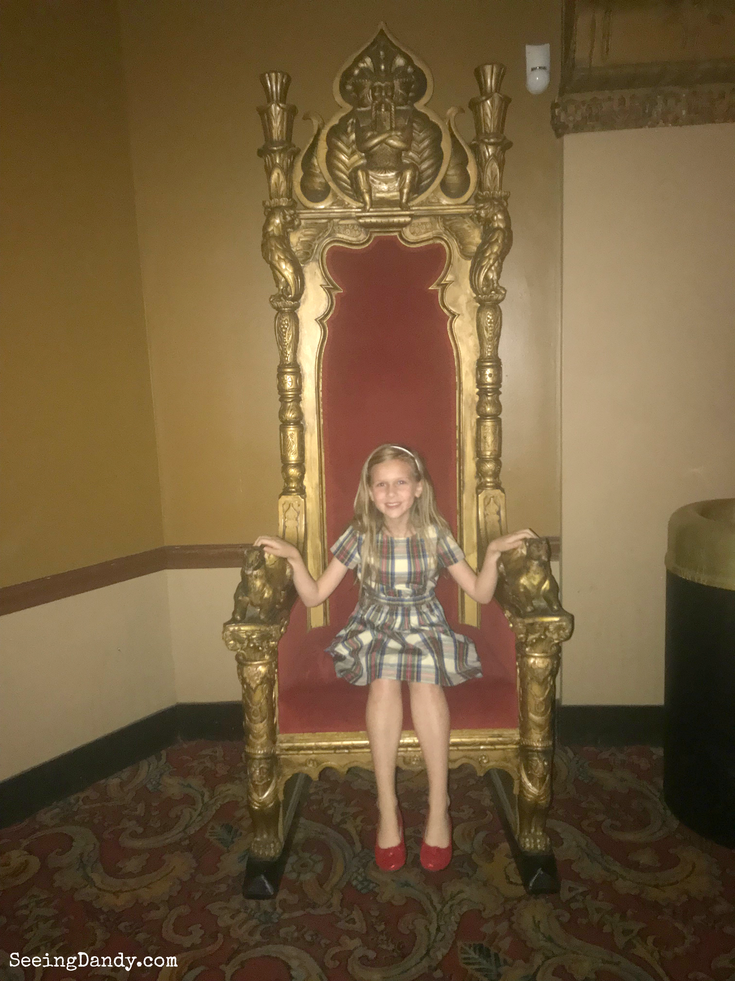 Princess Christmastime birthday girl sitting on her throne at the Fabulous Fox.