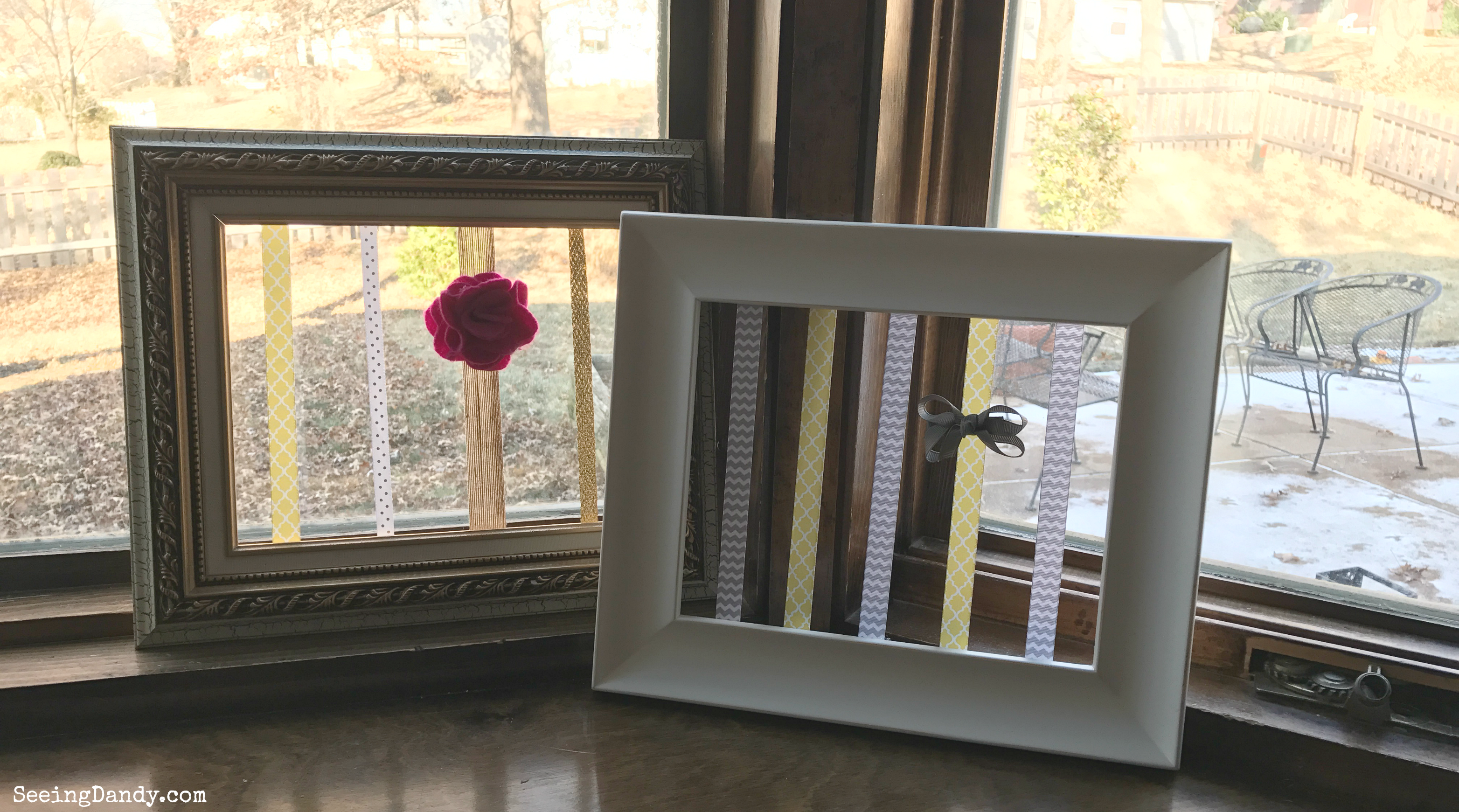 Old picture frame hair bow holder tutorial.