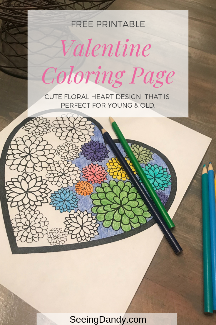 Valentine printable coloring page perfect for the school holiday party.