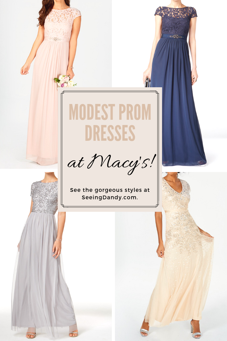 Beautiful modest prom dresses are available at Macy's.