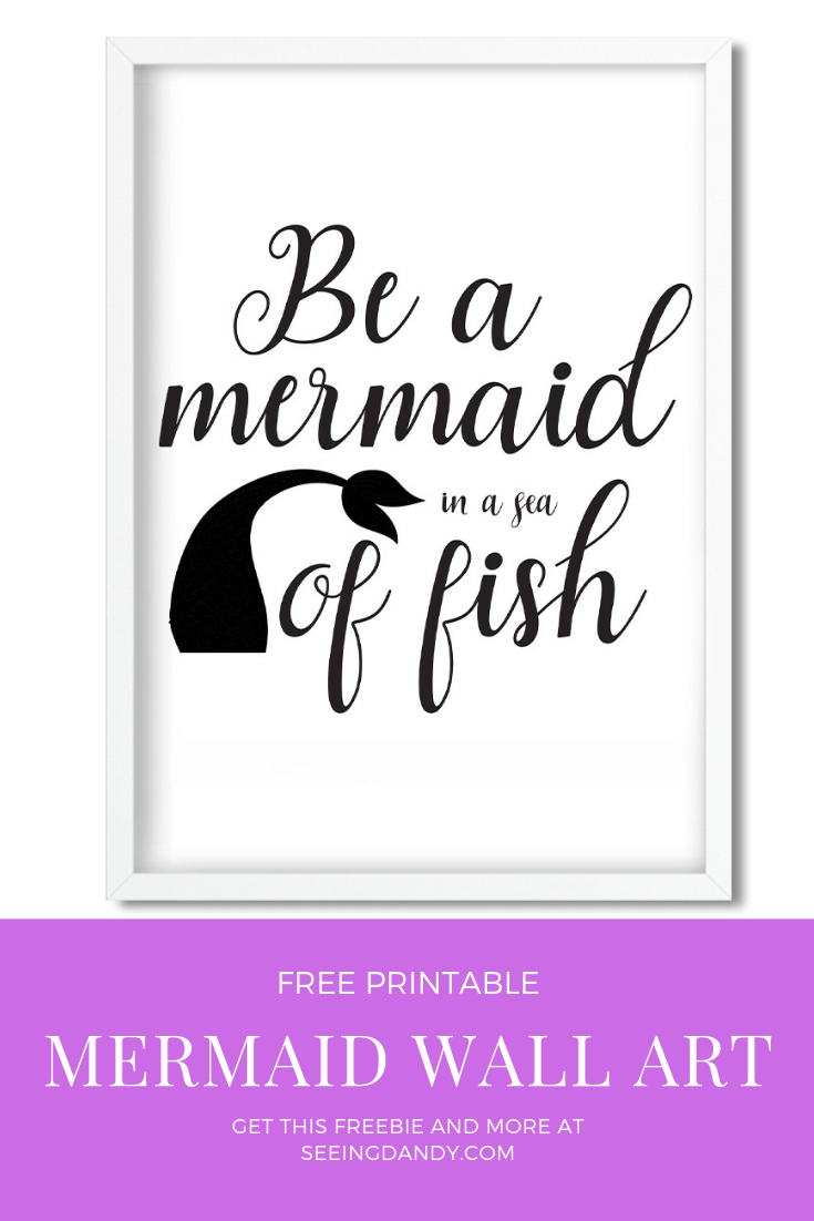 Easy to create free printable mermaid wall art.