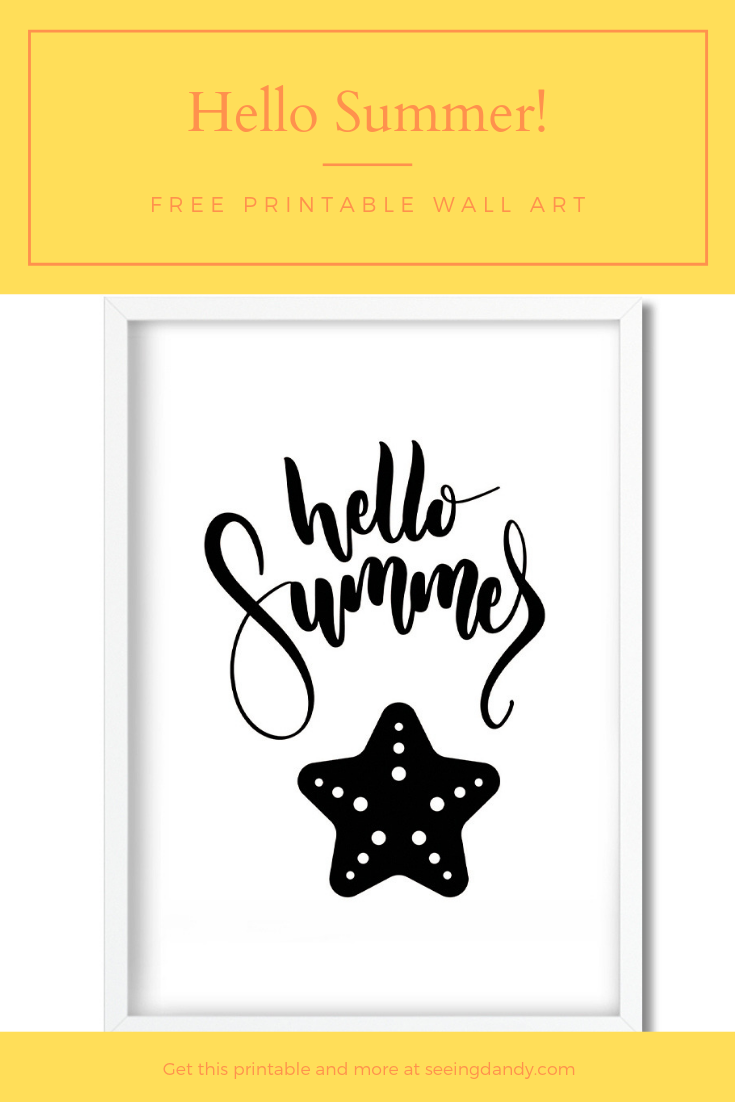 Easy DIY Hello Summer free printable wall art for summer decor.