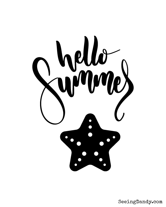 Printable Hello Summer wall art for home decorating.