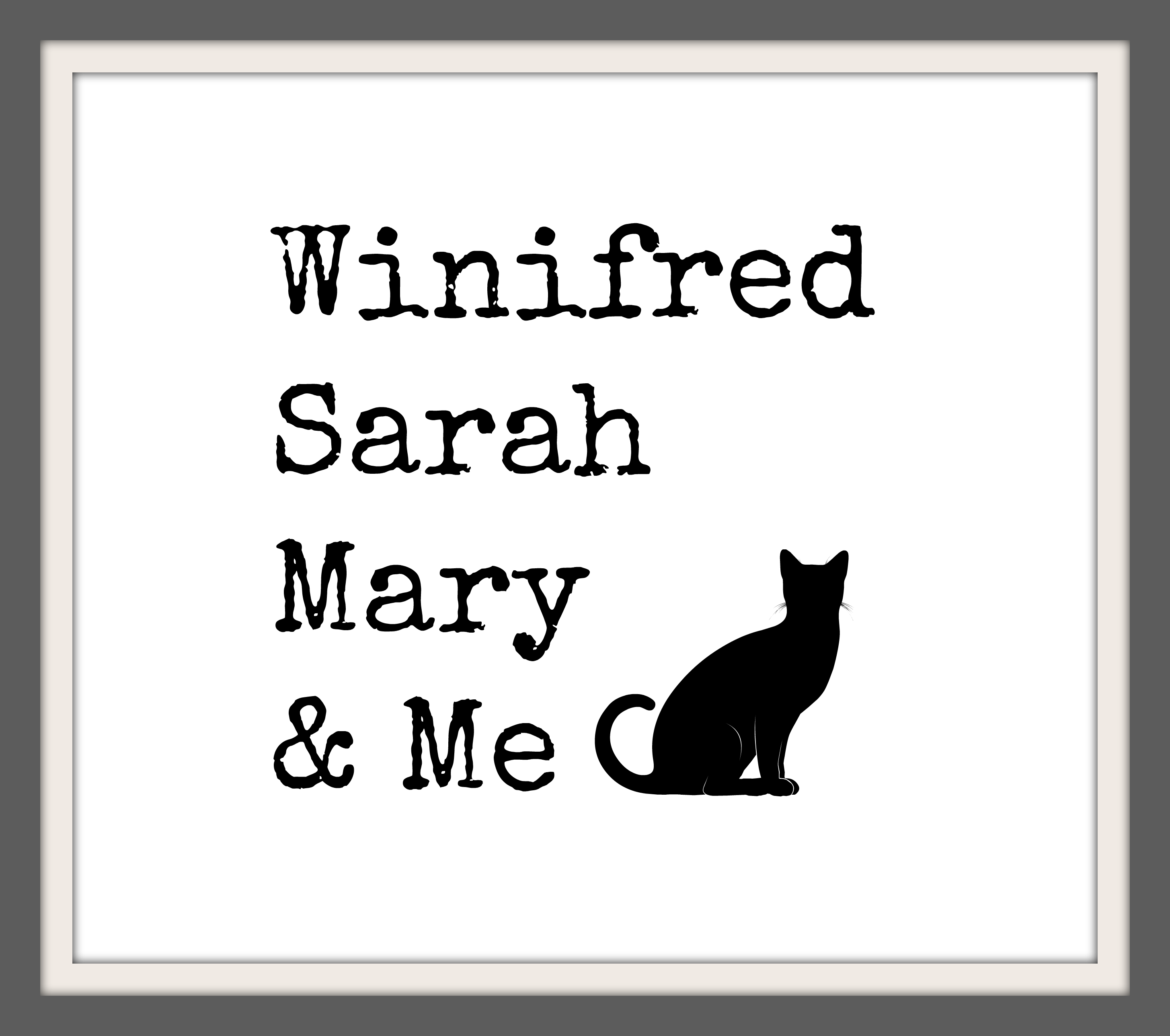 Free Halloween printable wall art with black cat and Hocus Pocus theme.