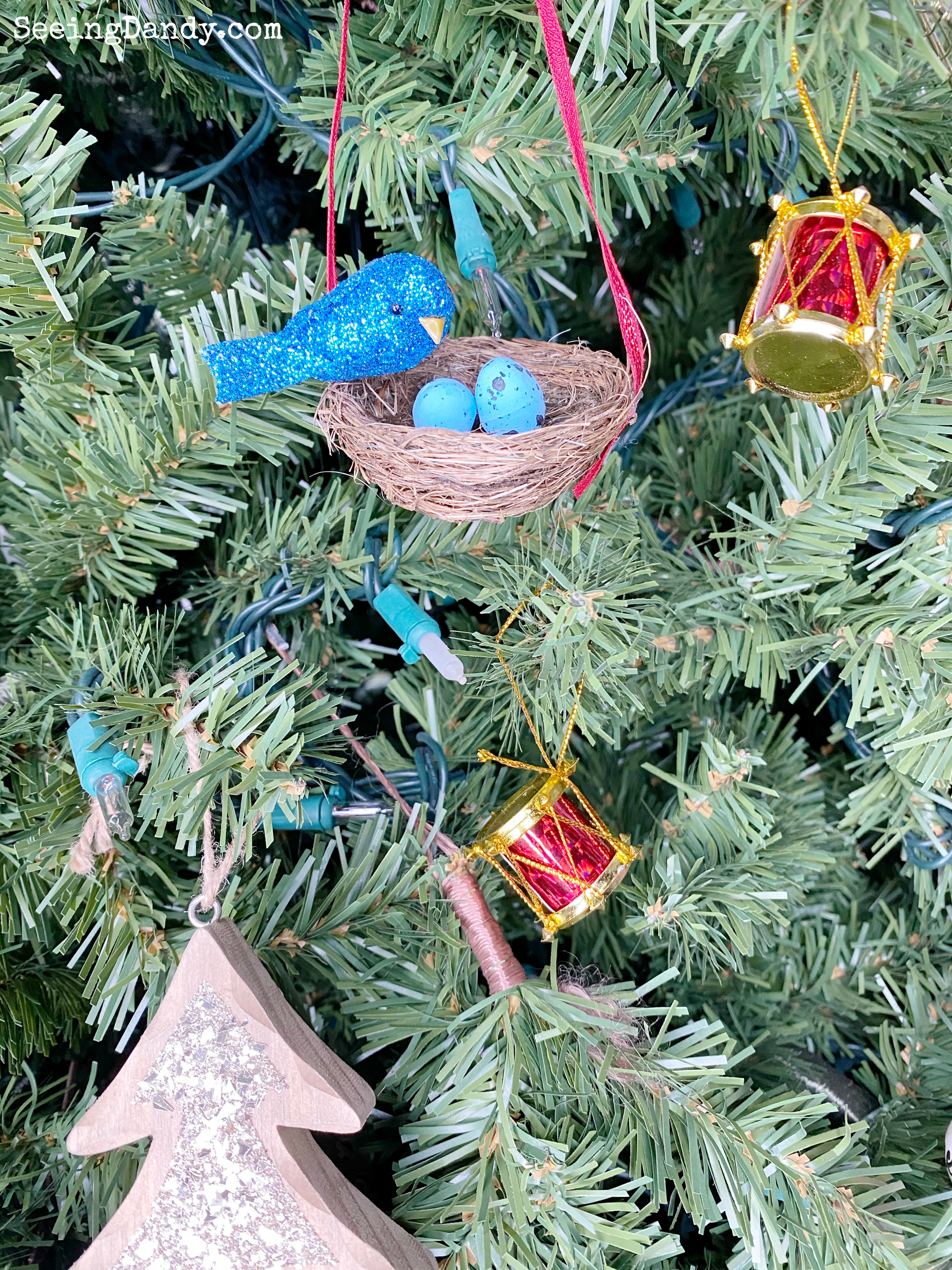 DIY bird nest Christmas tree ornament