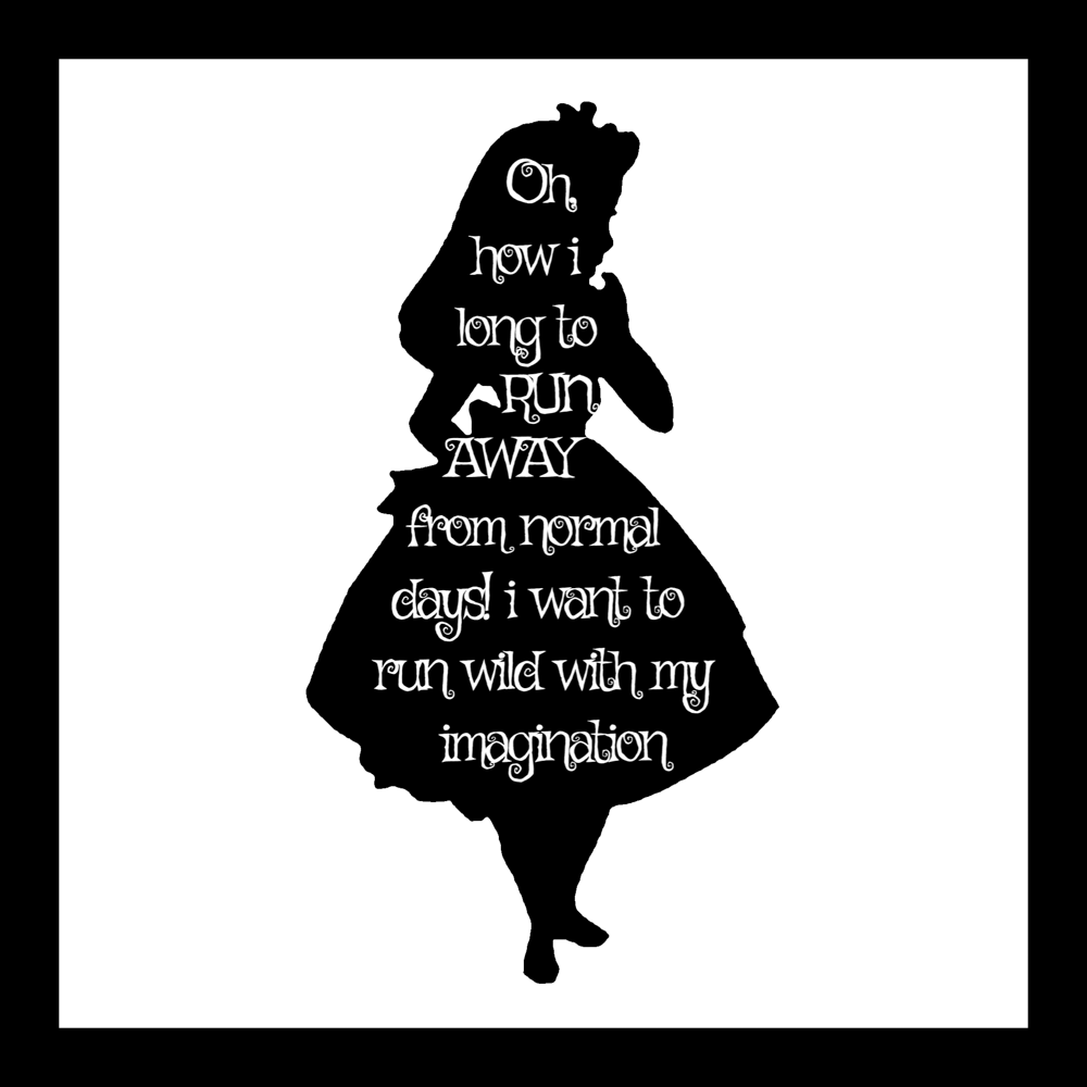 Alice in Wonderland silhouette art print 