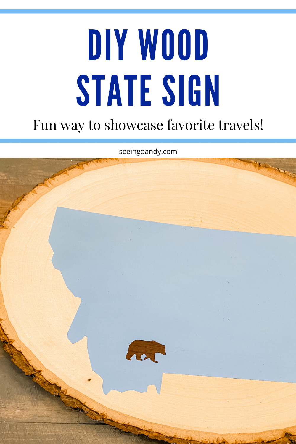 DIY wood slice state sign favorite travel destinations