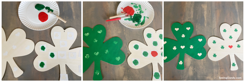 Farmhouse style shamrock craft with vinyl and paint