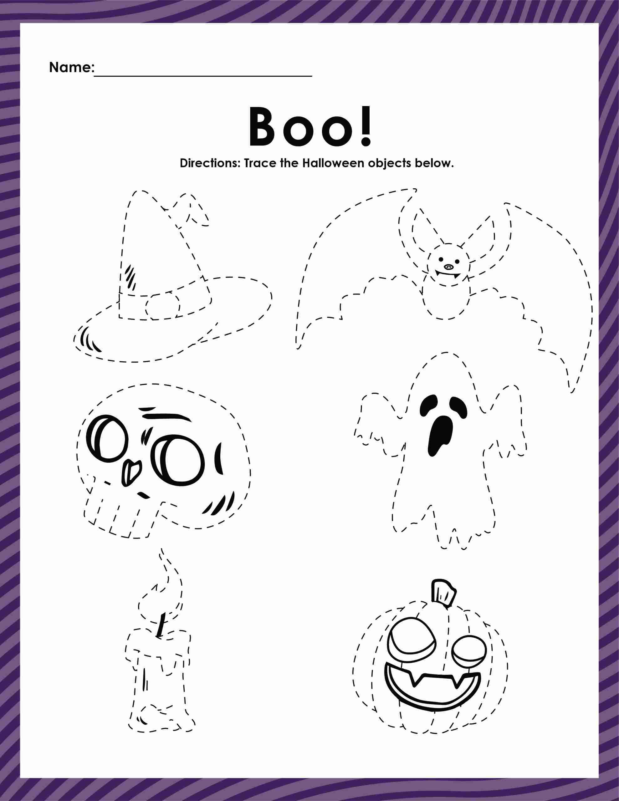 boo halloween trace printable
