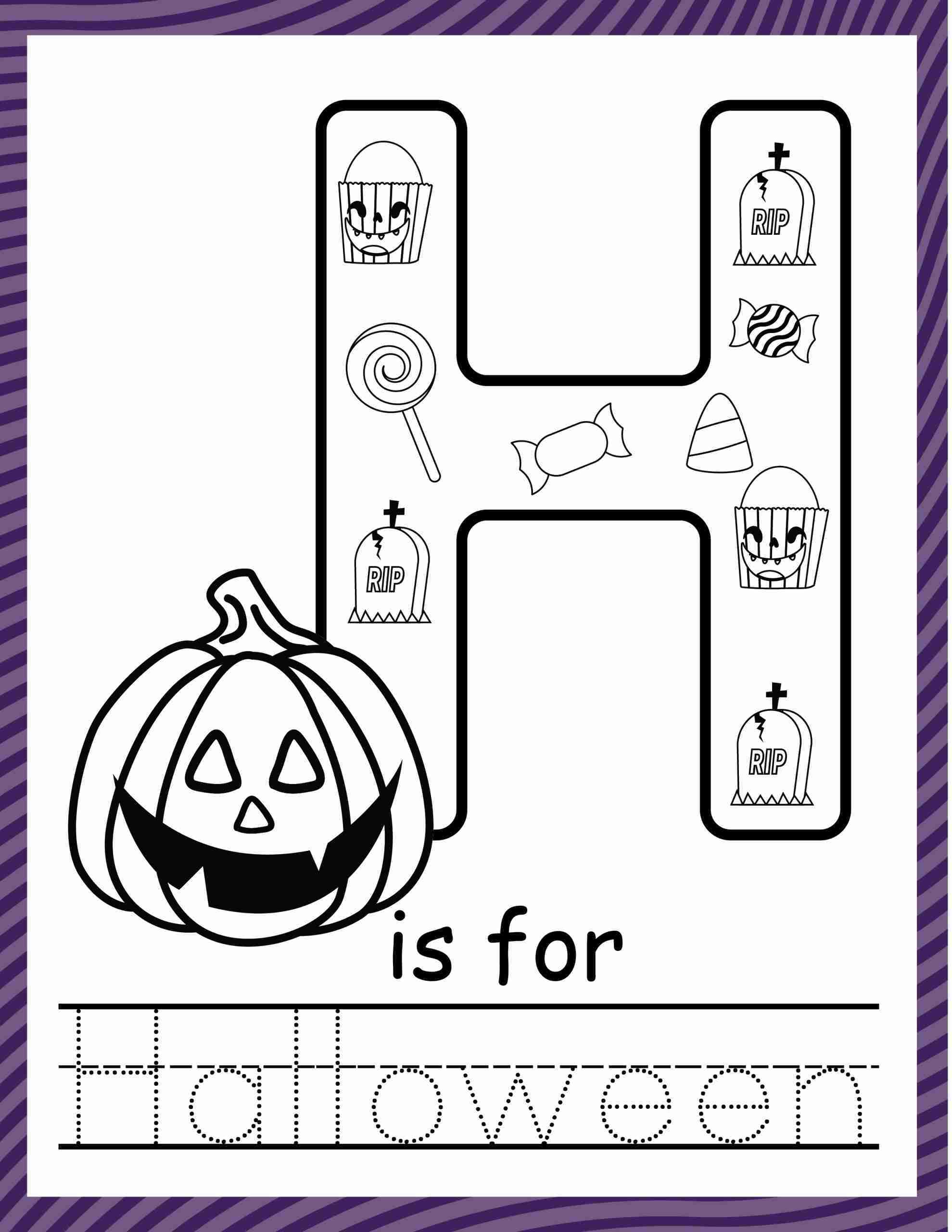 halloween letter alphabet printable coloring sheet