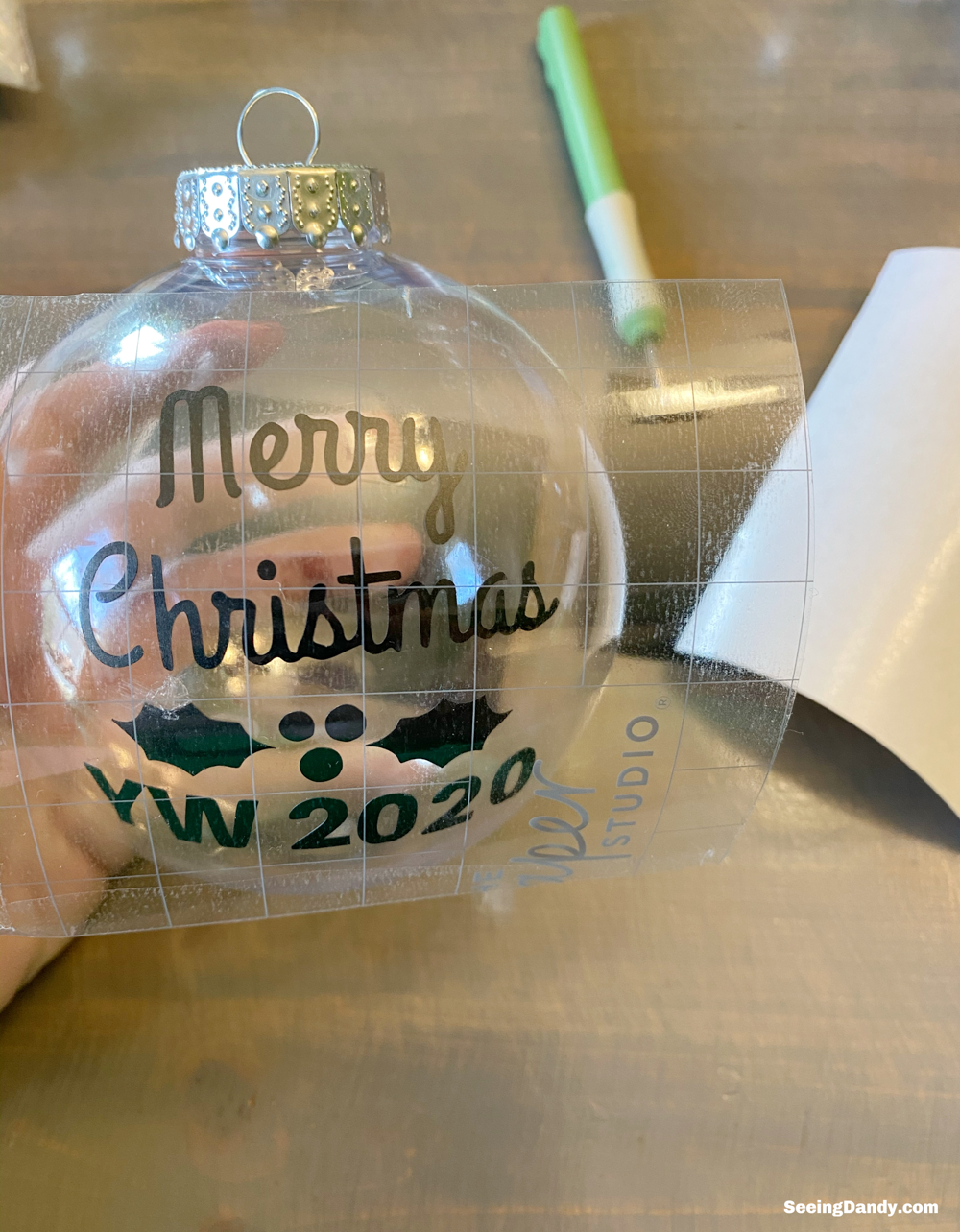 merry christmas yw 2020 vinyl, holly berry vinyl image, clear craft ornaments