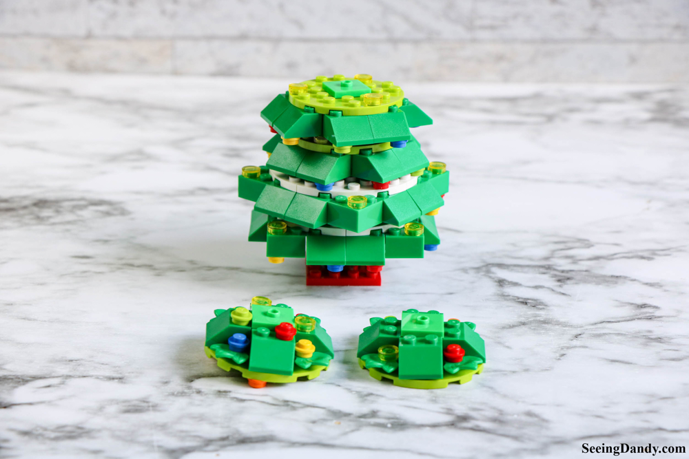 diy lego christmas tree, christmas decor, lego ornaments, holiday decorations, kids lego, lego instructions, lego plans