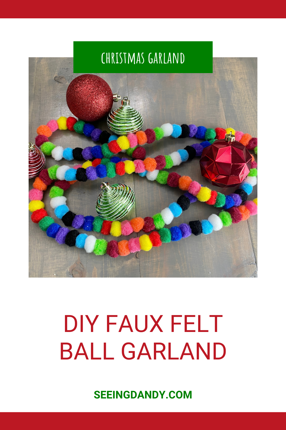 christmas garland faux felt ball garland