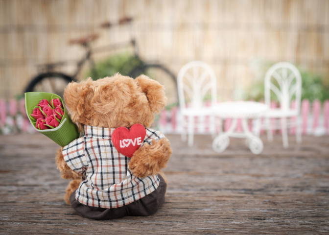 Valentine's Day bear with heart Valentine gift ideas.