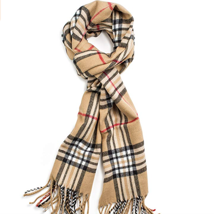 Easy to wear Burberry inspired scarf. Perfect fall and winter fashion.
