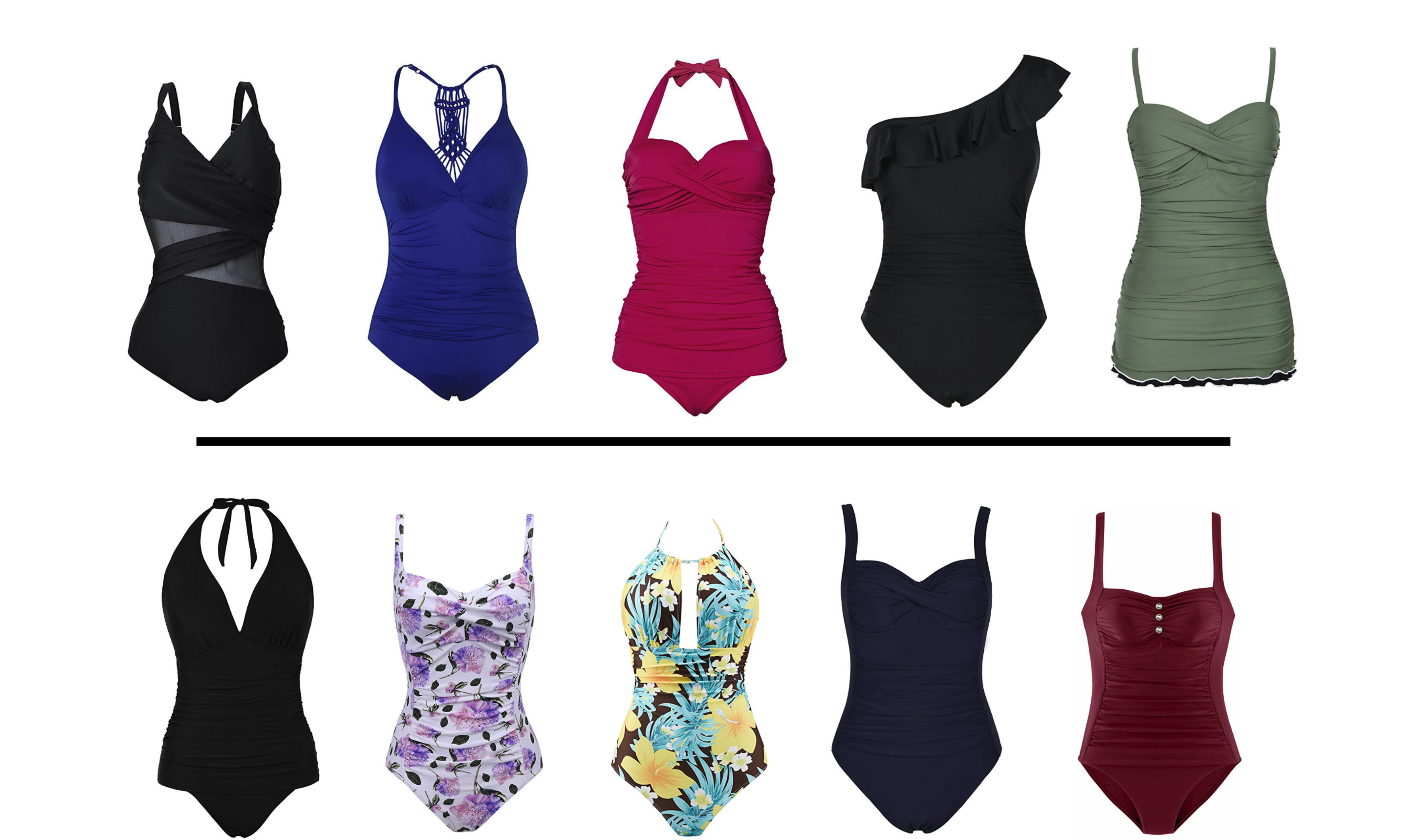 Many great slimming one piece suits.