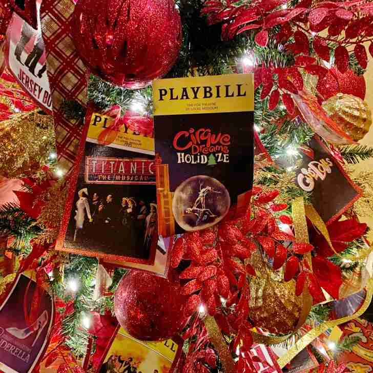 Playbill tree at Fabulous Fox Theatre in St. Louis with Cirque Dreams Holidaze.