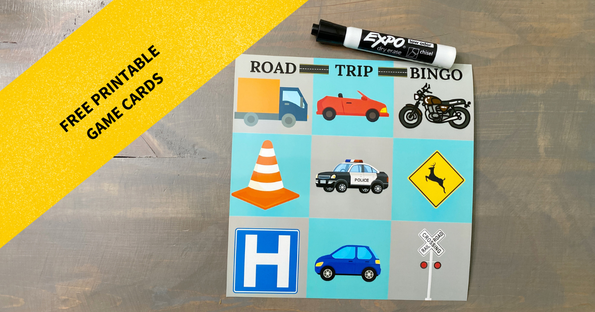 road trip bingo printable, family travel ideas, diy free printables, dry erase road trip bingo cards, bingo game card, expo black dry erase marker