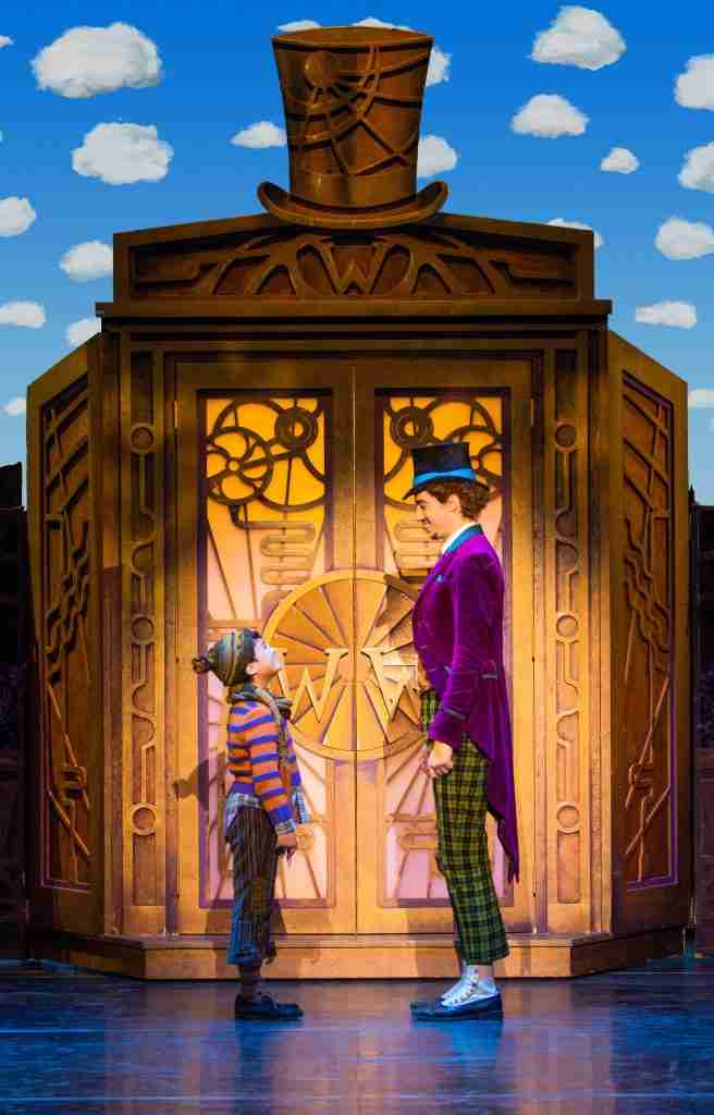 charlie and willy wonka at the elevator