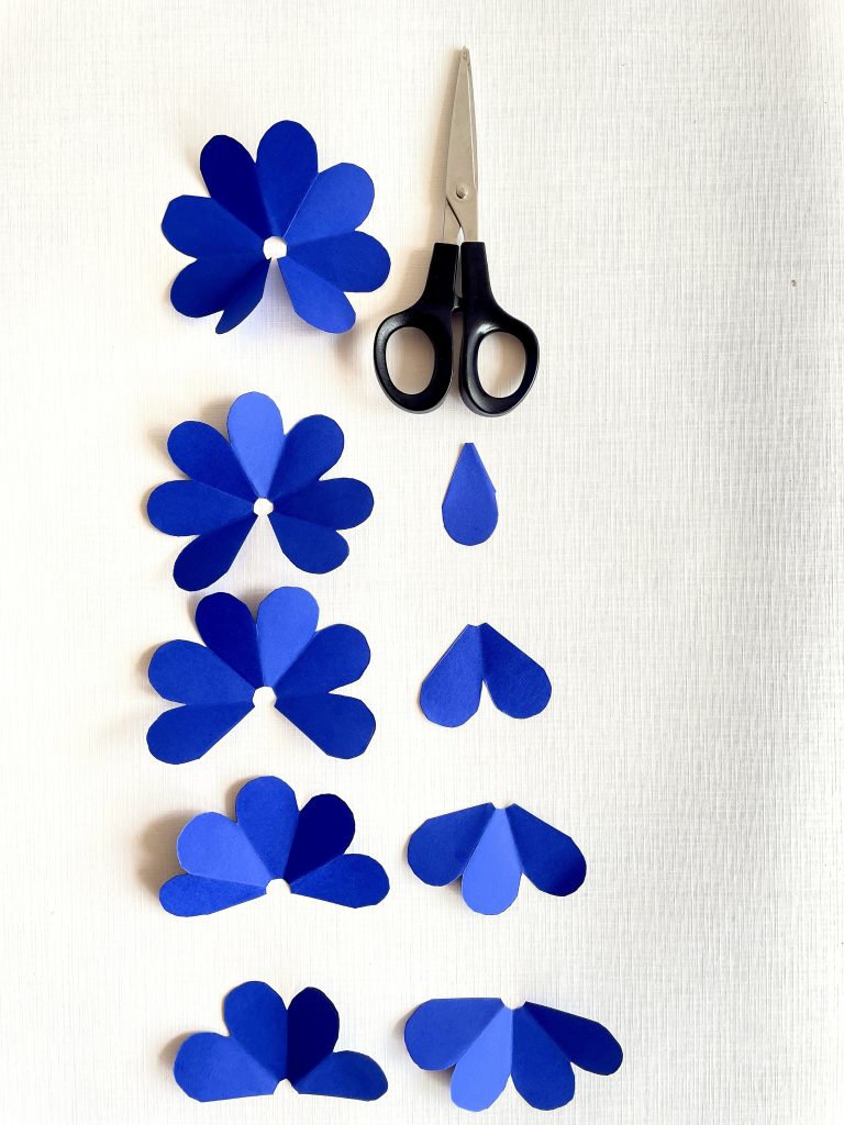 blue cardstock paper flower petals