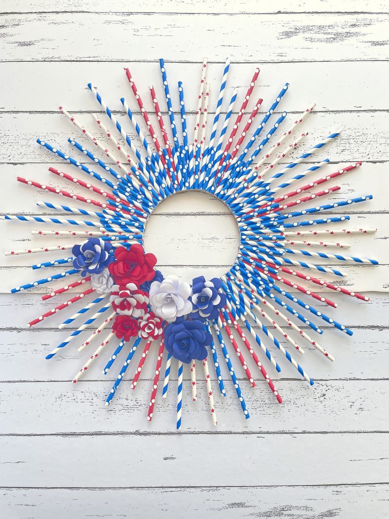 4th of july paper straw wreath