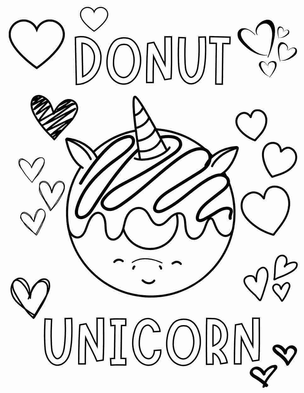 unicorn donut coloring page