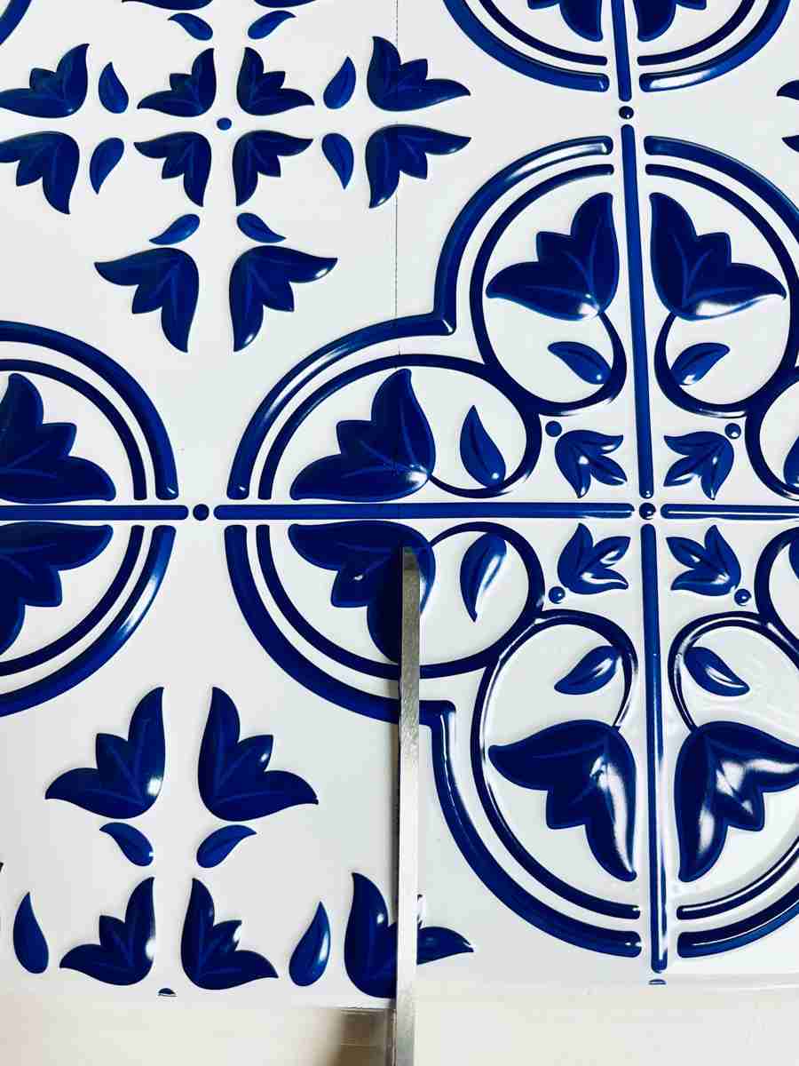 blue and white peel and stick wall tile